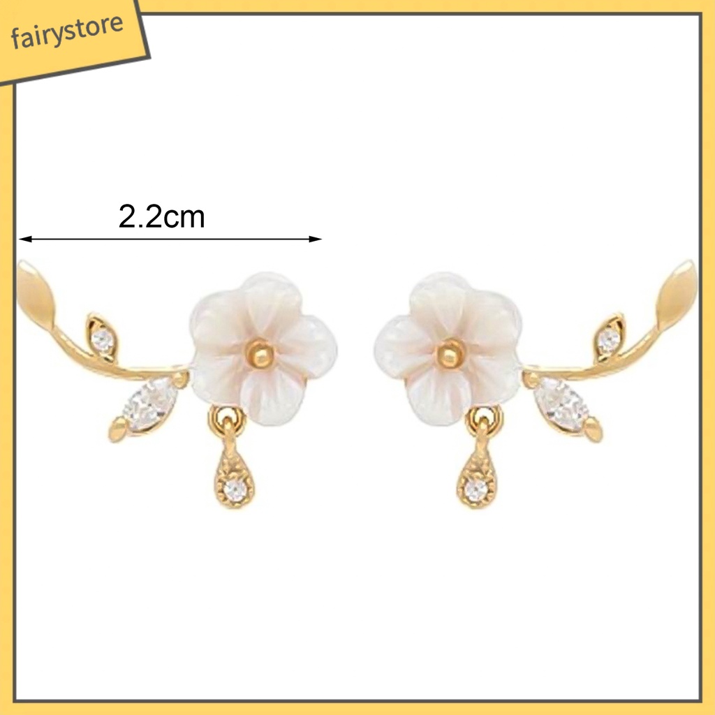 [FRO] Bông Tai Hình Hoa Lá Đính Kim Cương Giả Bằng Hợp Kim Xinh Đẹp Cho Cuộc Sống Hàng Ngày