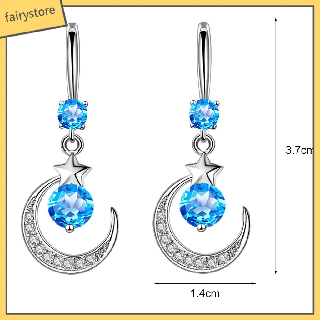 1 Đôi Bông Tai Hình Mặt Trăng Đính Đá Bằng Đồng Trang Nhã