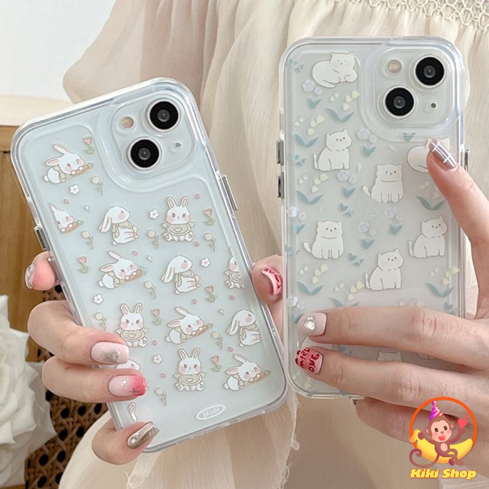 Ốp Điện Thoại Dẻo Trong Suốt Họa Tiết Hoạt Hình Chú Thỏ / Mèo Dễ Thương Cho IPhone 11 14 Pro Max 13 12 Pro Max XS XR 7 8 Plus