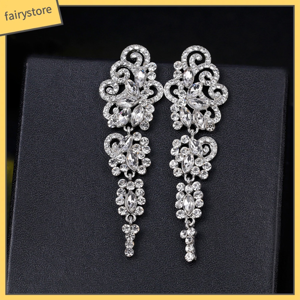 Bông Tai Dáng Dài Đính Đá Thời Trang Cho Nữ