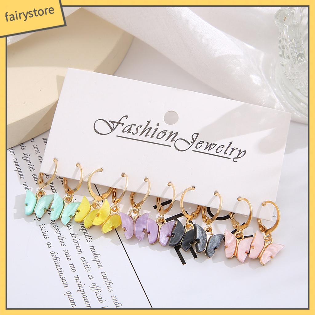 Set 5 Đôi Bông Tai Acrylic Họa Tiết Hình Học Nhiều Màu Sắc Phong Cách Retro Thời Trang Cho Nữ