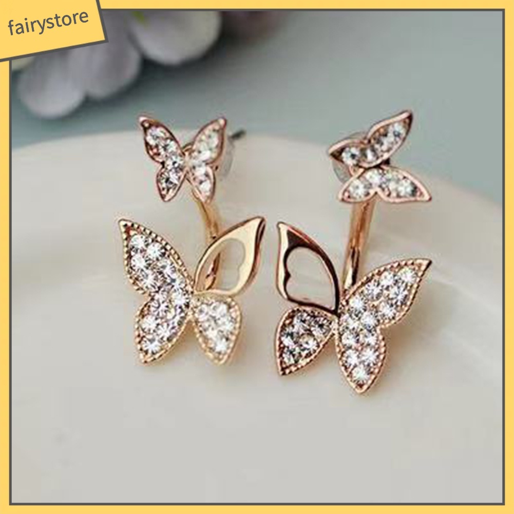 Bông Tai Hình Bướm Đính Đá Toàn Diện Dành Cho Nữ