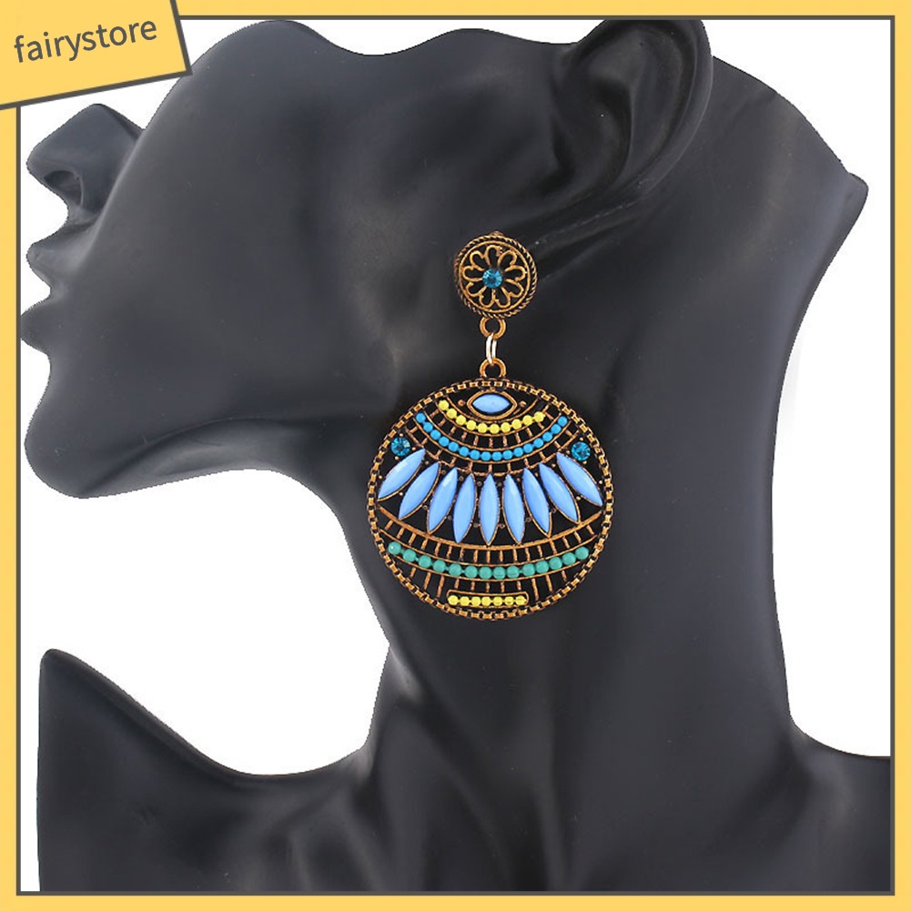 Bông Tai Dạng Xỏ Hạt Tròn Rỗng Phong Cách Bohemian Thời Trang Cho Nữ