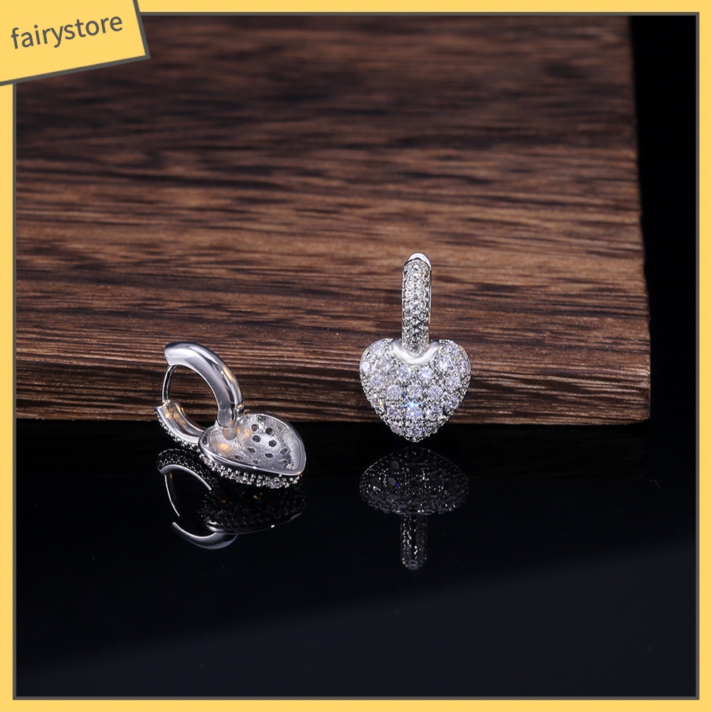 Bông Tai Hình Trái Tim Đính Đá Thời Trang Dành Cho Nữ