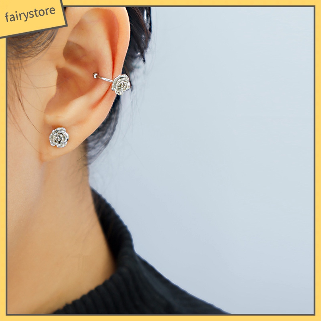 1 Khuyên Kẹp Vành Tai Hình Bông Hoa Mạ Điện Sáng Bóng Không Cần Xỏ Lỗ Dành Cho Nữ Dự Tiệc