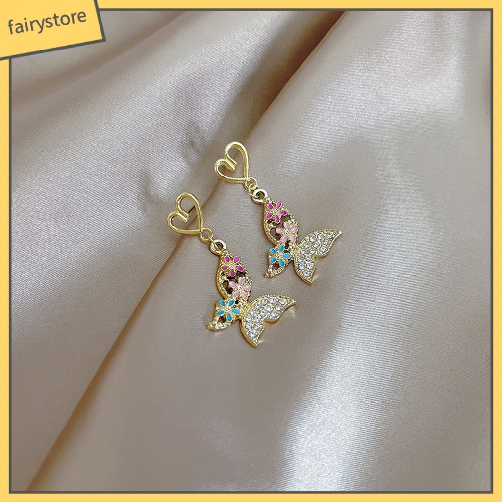 [FRO] 1 Đôi Bông Tai Đinh Tán Thiết Kế Hình Học Dát Đá Lấp Lánh Phong Cách Hoàng Gia Pháp Retro