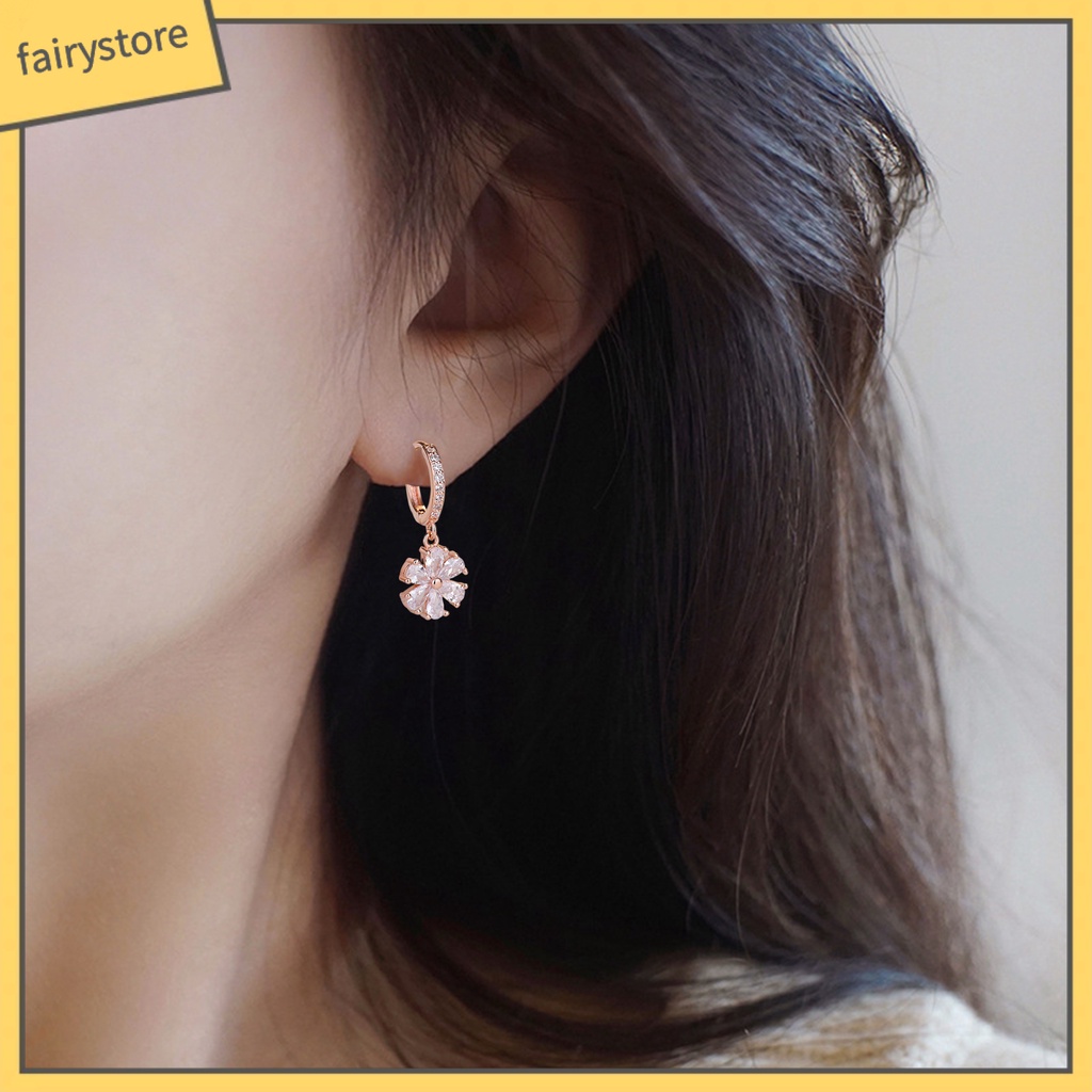 1 Đôi Bông Tai Dáng Dài Đính Đá Zircon Lấp Lánh Thời Trang Cho Nữ