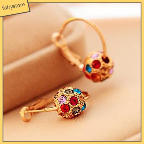 [FRO] Khuyên Tai Đính Đá Nhiều Màu Sắc May Mắn Cho Nữ