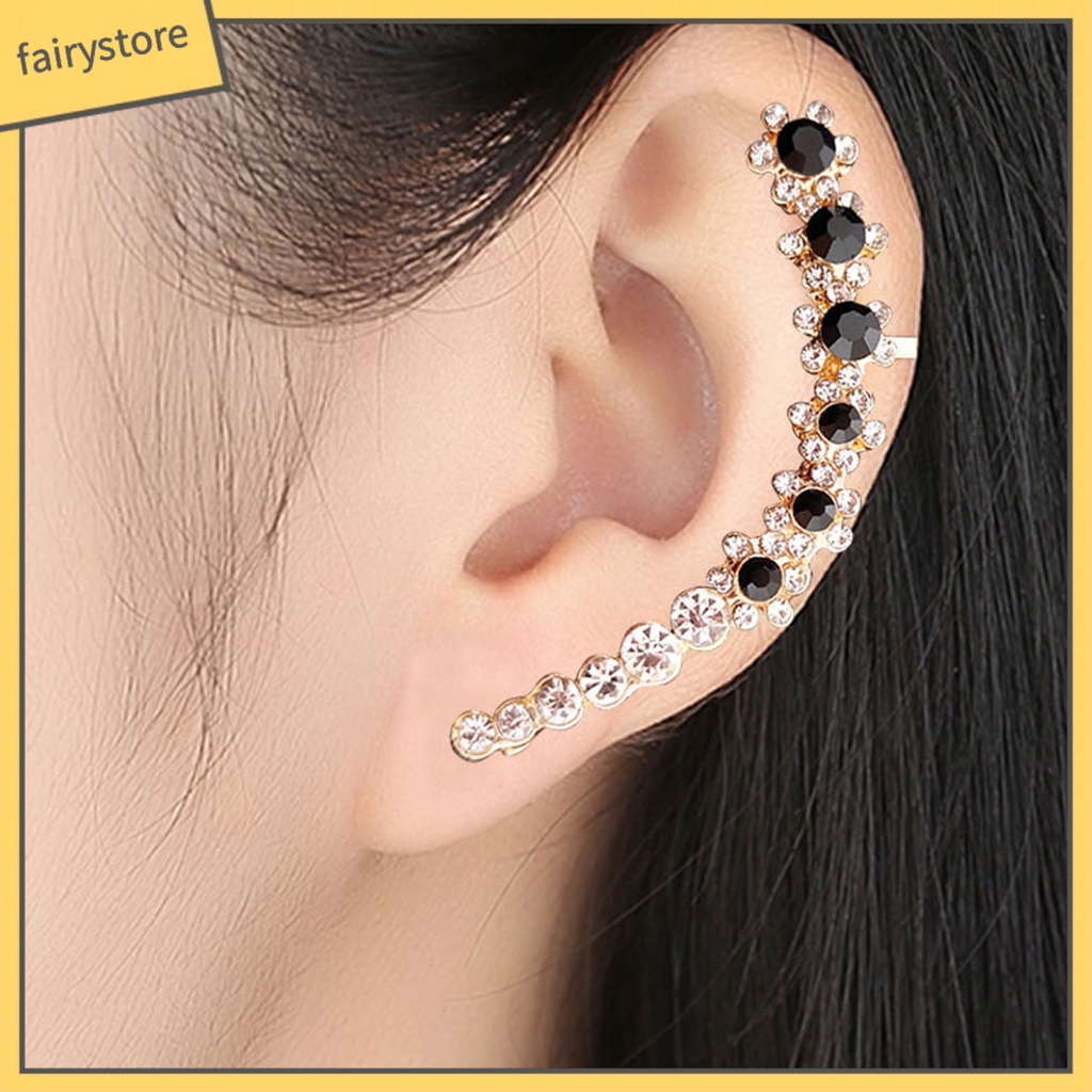 [FRO] 1 Khuyên Tai Tích Hợp Kẹp Đính Đá Hình Bông Tuyết Cho Nữ