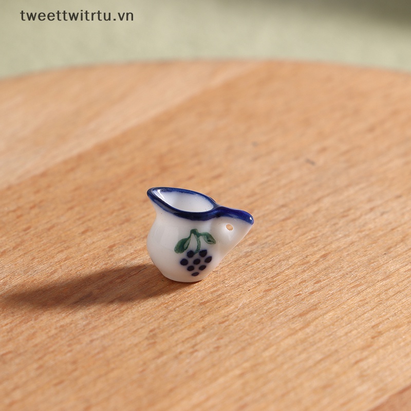 Bộ Ấm Tách Uống Trà Mini Bằng Sứ Tỉ Lệ 1: 12 Trang Trí Nhà Búp Bê