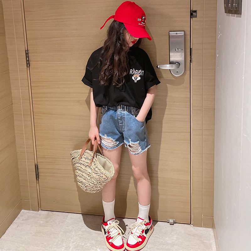 Áo Thun 100% Cotton Tay Ngắn Cổ Tròn Dáng Rộng In Hình Thời Trang Cho Bé 2-14 Tuổi Baby Tee