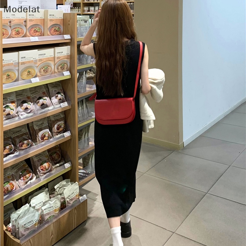 Mfc Đầm Midi Không Tay Màu Trơn Phong Cách Hàn Quốc Cho Nữ