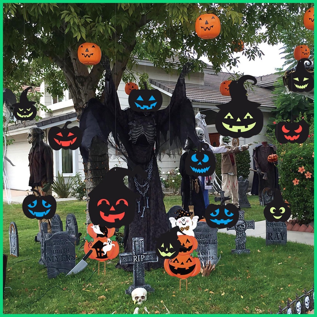 Bộ Sticker Dán Trang Trí Halloween Hình Bí Ngô Phát Sáng Chống Nước Dành Cho Trẻ Em