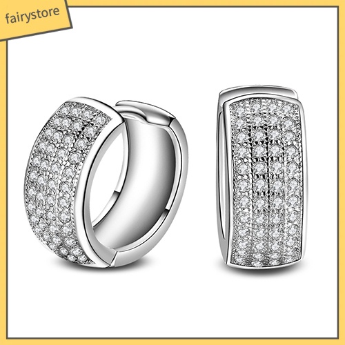 Bông Tai Tròn Đính Đá Zircon Lấp Lánh Dành Cho Nữ