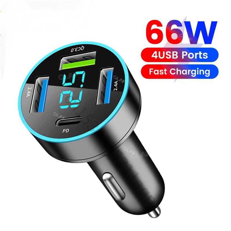 Tẩu Sạc Nhanh QC3.0 USB C 66W PD Cho Điện Thoại Huawei Xiaomi