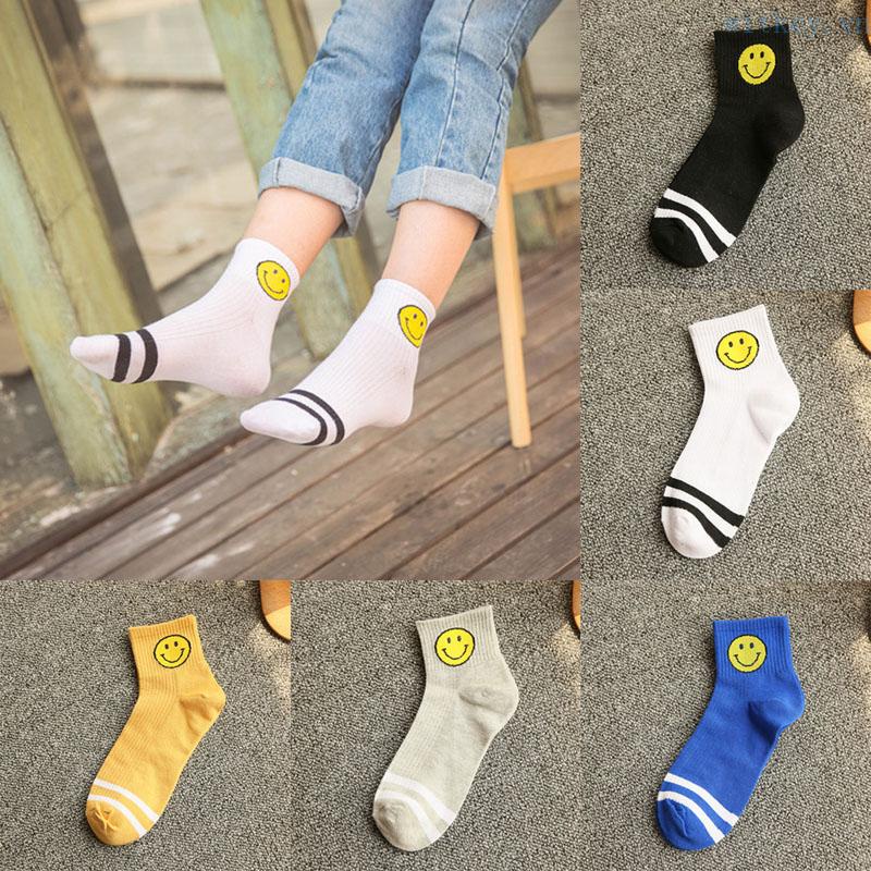 Vớ Thể Thao Họa Tiết Mặt Cười Hoạt Hình Phong Cách Hàn Quốc Cho Nam Và Nữ