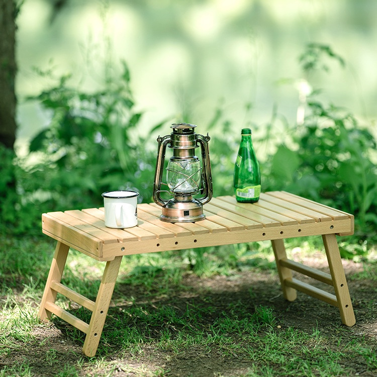 HOMFUL 【COD】ngoài trời Bàn gỗ rắn ngoài trời Bàn xếp di động dã ngoại giá cắm trại tự lái tour du lịch nướng bàn nhỏ OT0024