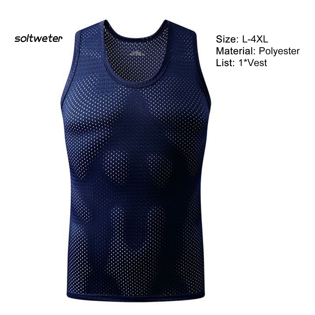 Áo Tank Top Cổ Tròn Màu Trơn Thiết Kế Đục Lỗ Thoáng Khí Thời Trang Mùa Hè Cho Nam