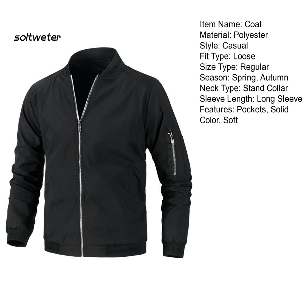 Áo Khoác Nam Dài Tay Cổ Đứng Dáng Rộng Màu Trơn Phối Khóa Kéo Kiểu Hàn Quốc Thời Trang Xuân Thu