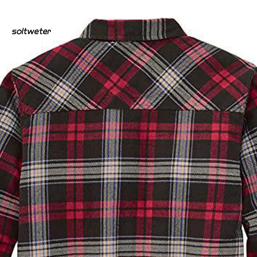 Áo Khoác Tay Dài Giữ Ấm Mùa Thu Lót Lông Dày Kẻ Sọc Nhiều Túi ST Dành Cho Bạn Nam Làm Việc