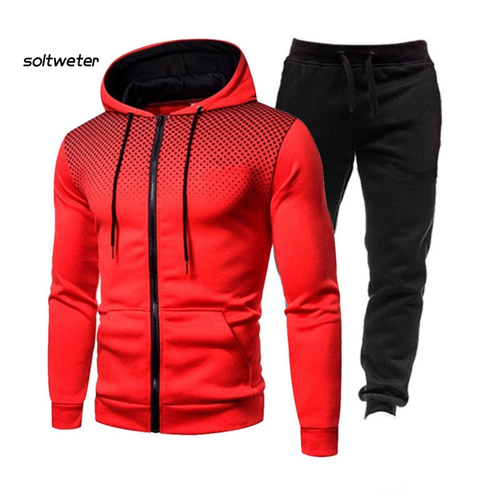 1 Bộ Áo Hoodie + Quần Thể Thao Có Túi + Dây Rút In Họa Tiết Thời Trang Cho Nam