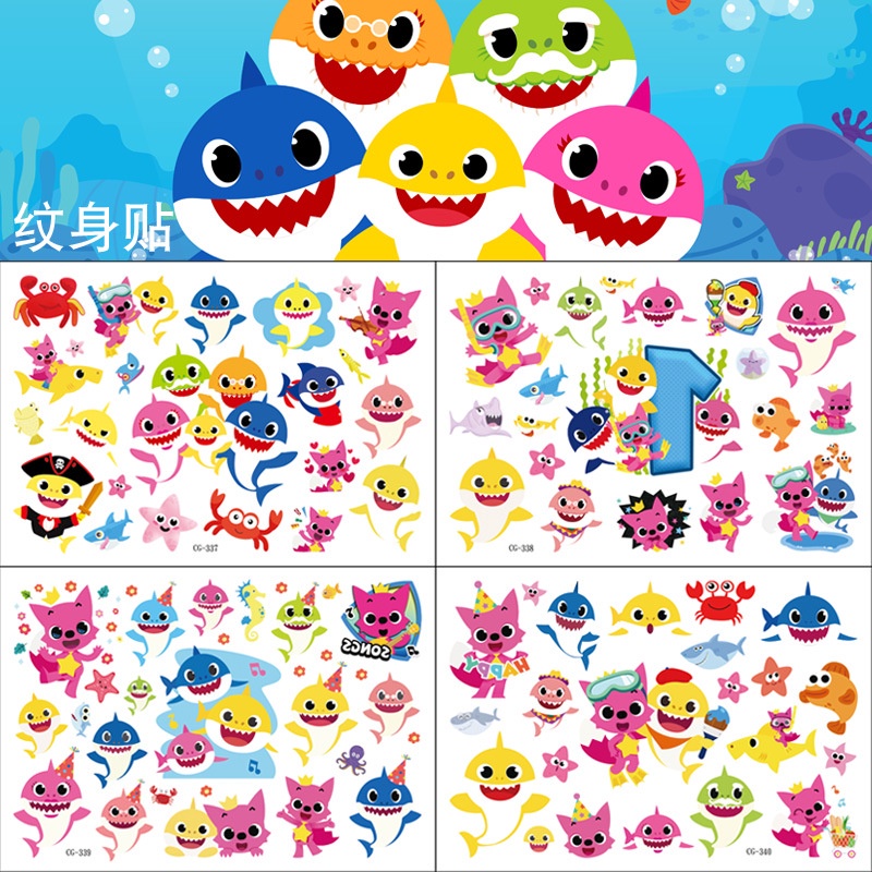 Hình Xăm Dán Cá Mập Đáng Yêu Dùng 1 Lần Kích Thước 10.5X15.5cm