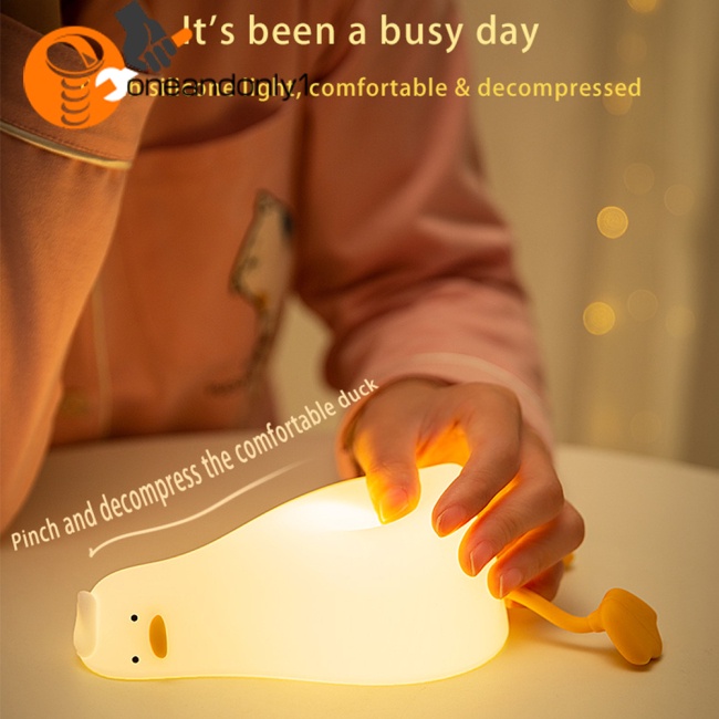 Đèn Ngủ Hình Chú Vịt Sạc Usb Có Giá Đỡ Điện Thoại Tiện Dụng