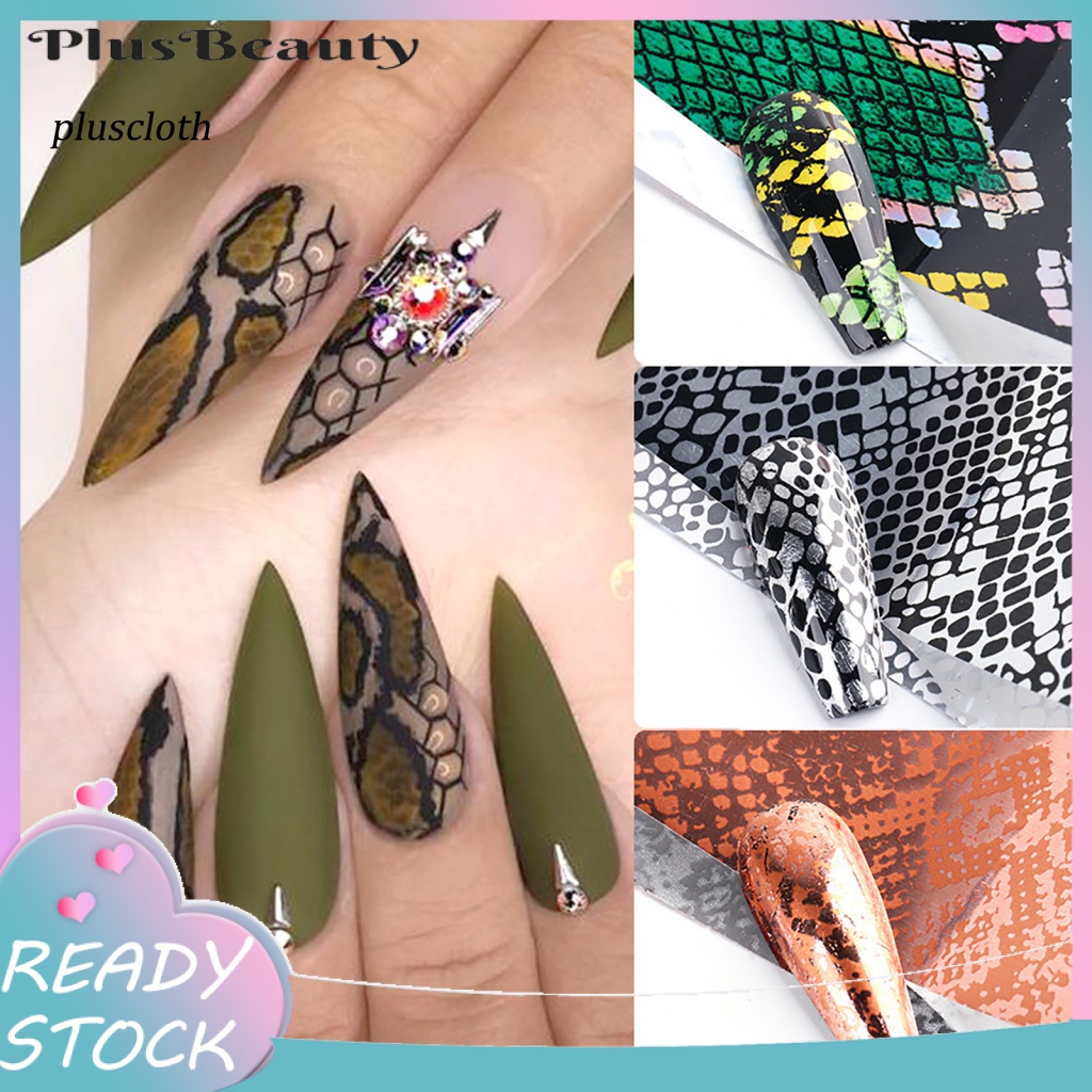 Set 10 Miếng Dán Trang Trí Móng Tay Họa Tiết Da Báo Cho Nữ