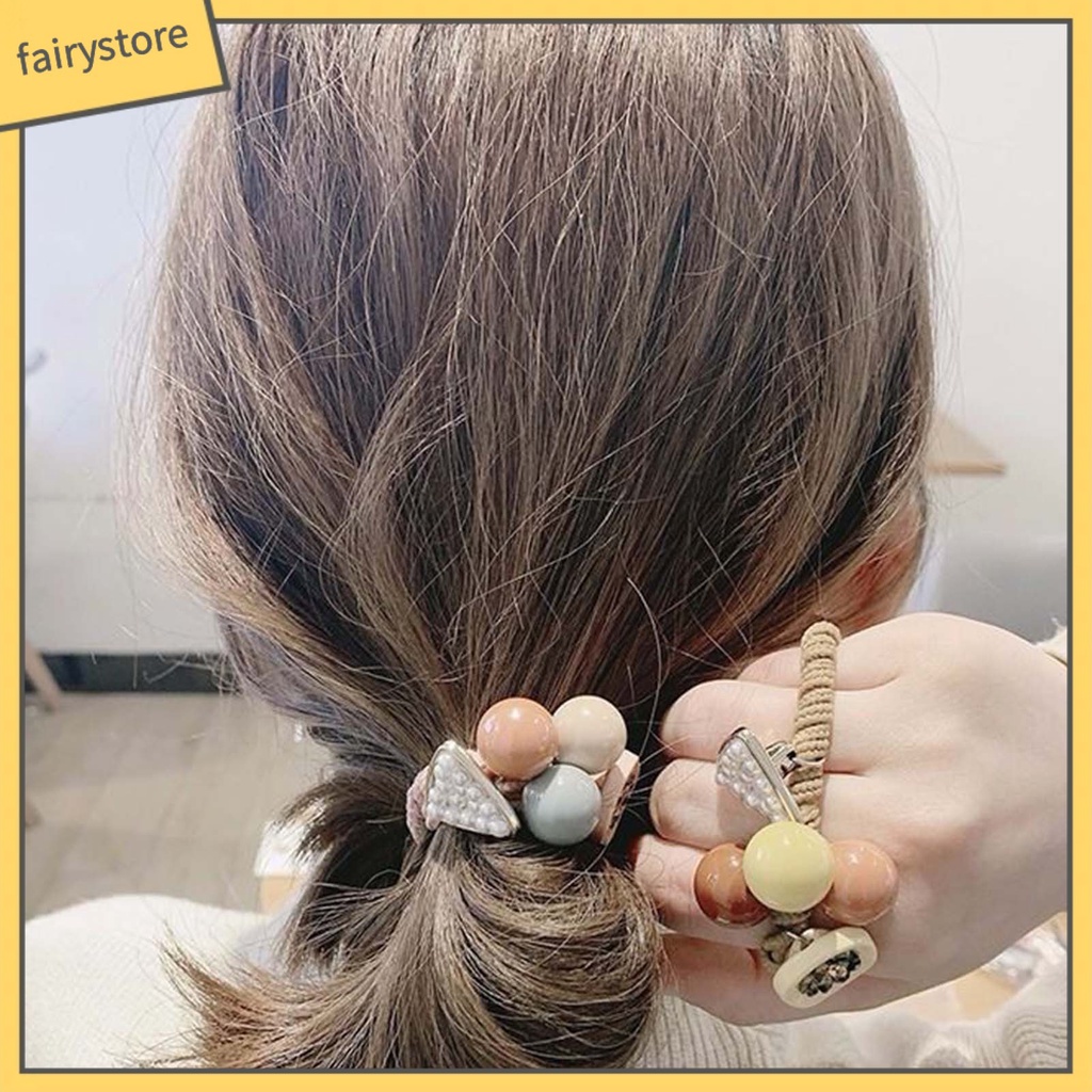 Set 4 Dây Cột Tóc Co Giãn Đính Đá Trang Trí Xinh Xắn