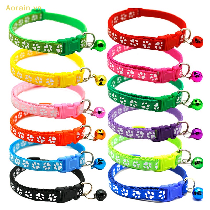 Vòng Cổ Gắn Chuông In Hình Dấu Chân Dễ Thương Tùy Chỉnh Kích Thước Cho Thú Cưng