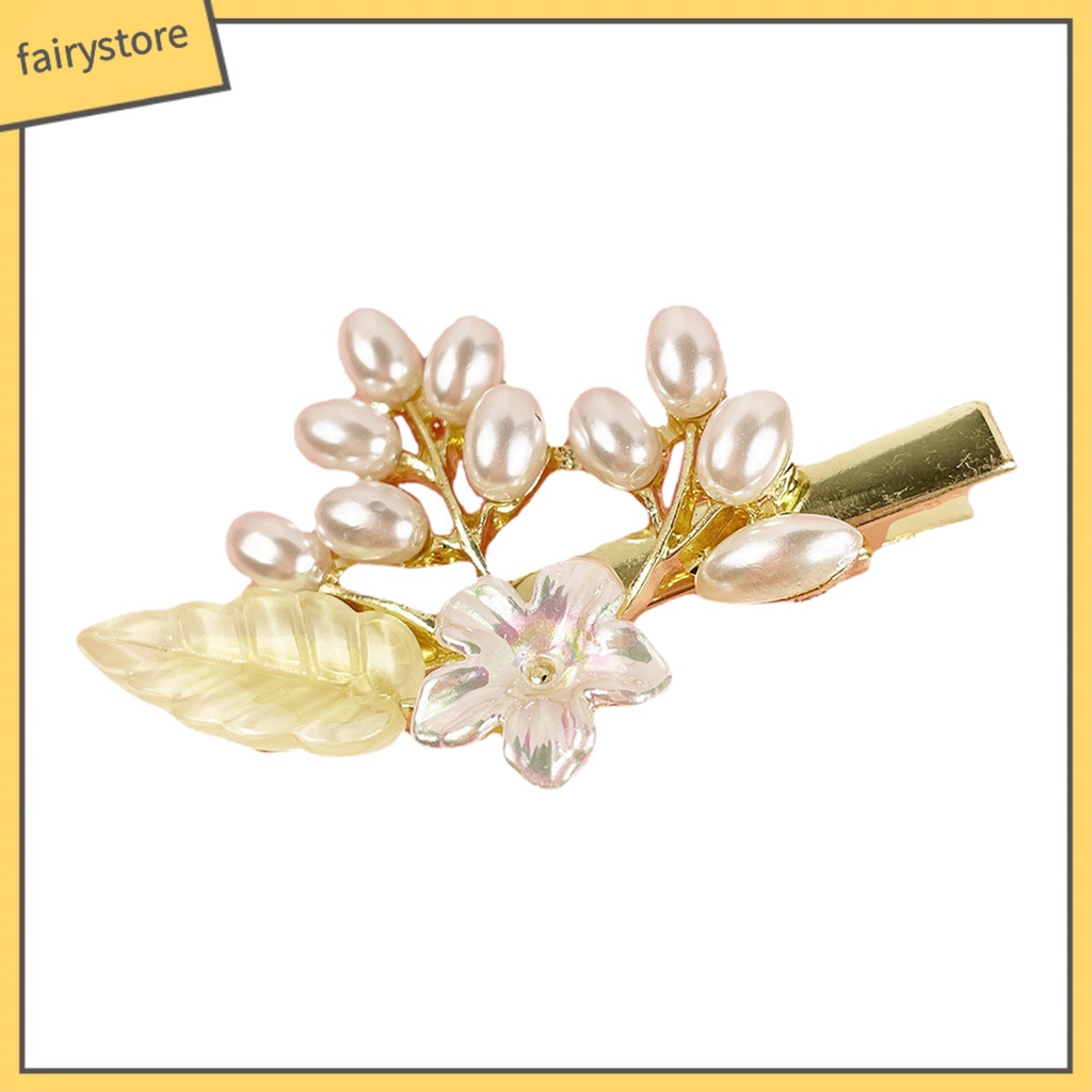Kẹp Tóc Hoa Đính Ngọc Trai Giả Phong Cách Hàn Quốc Ngọt Ngào Cho Cô Dâu