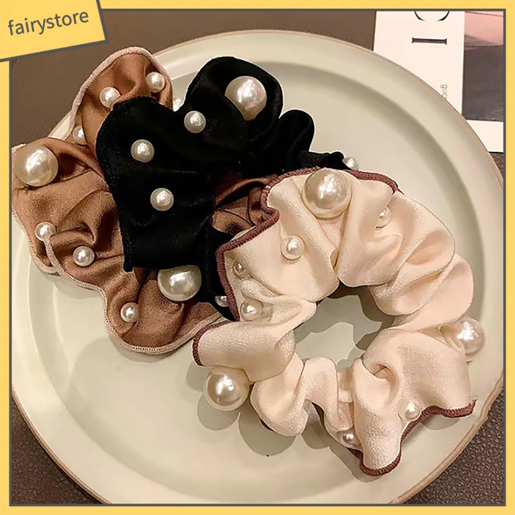 Dây Cột Tóc Co Giãn Đính Ngọc Trai Giả Thanh Lịch Dành Cho Nữ