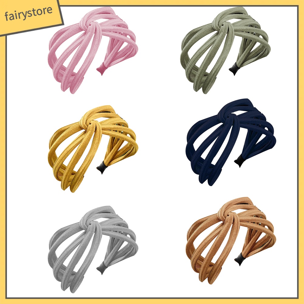 Băng Đô Thắt Nút Nhiều Lớp Màu Trơn Thời Trang Cho Nữ