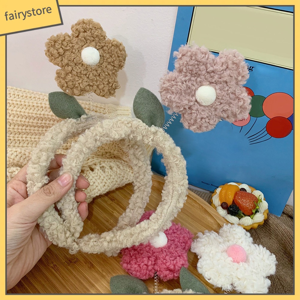 Băng Đô Cài Tóc Rửa Mặt Bằng Vải Bông Hình Hoa Đáng Yêu Cho Nữ