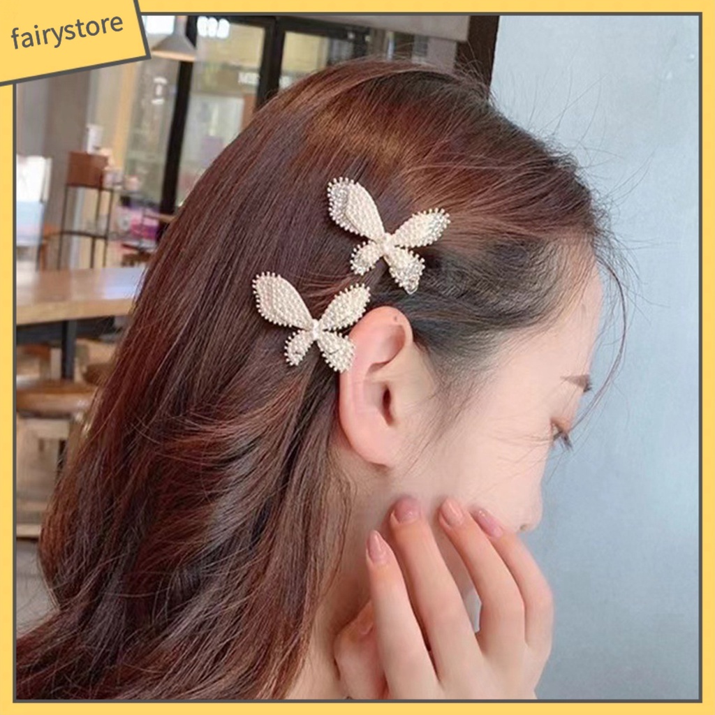 Kẹp Tóc Hình Nơ Đính Ngọc Trai Giả Lấp Lánh