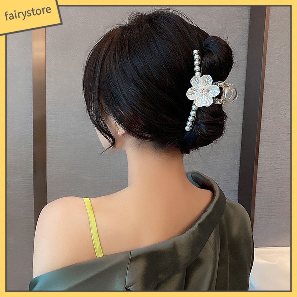 Kẹp Tóc Càng Cua Lớn Đính Ngọc Trai Giả Xinh Xắn Cho Nữ