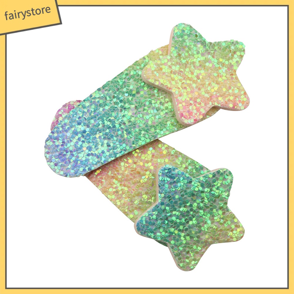 Set 4 Kẹp Tóc Hình Ngôi Sao / Giọt Nước Lấp Lánh Cho Bé Gái