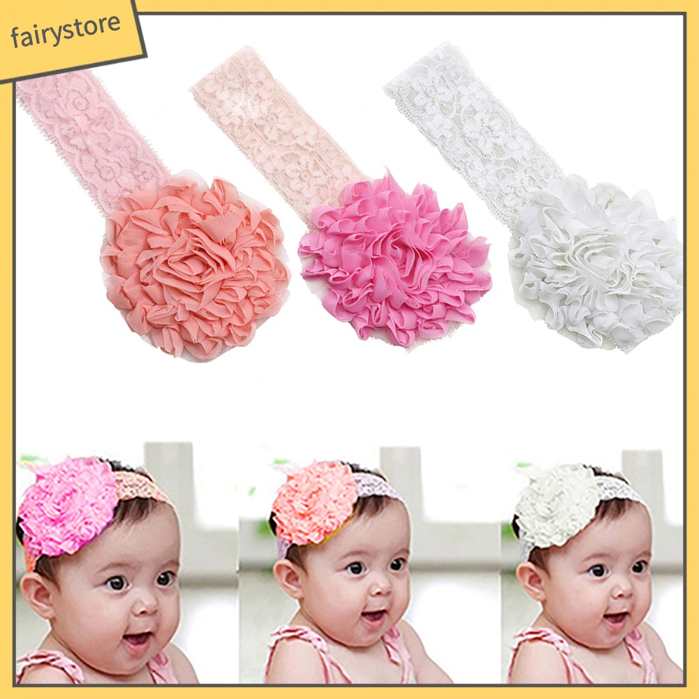 Băng Đô Vải Gạc Ren Hoa Co Giãn Ngọt Ngào Cho Bé Gái