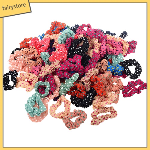 Set 10 Dây Cột Tóc Co Giãn Hoạ Tiết Chấm Bi Dễ Thương Cho Nữ