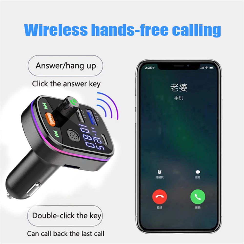 Tẩu Sạc Nhanh Hai Cổng USB Bluetooth 5.0 PD 20W T8U8 Cho Xe Hơi