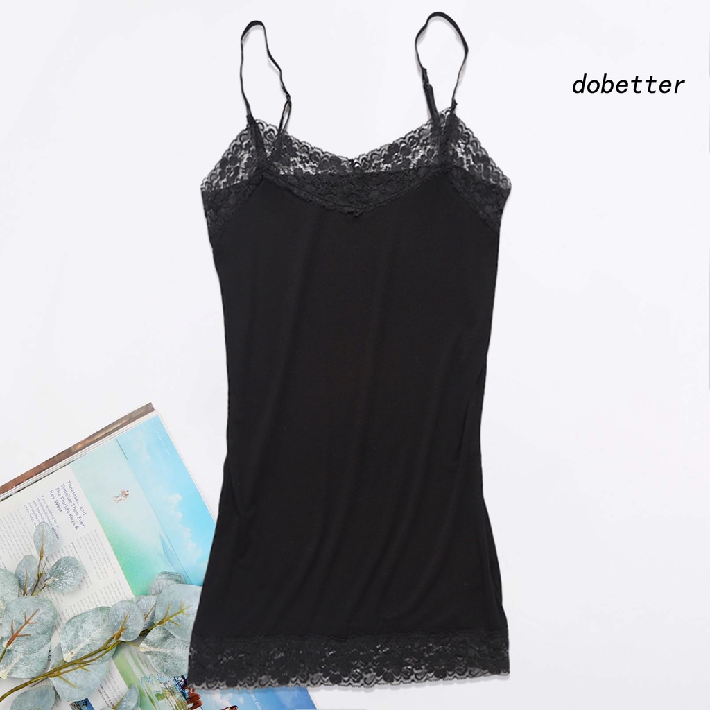 Áo Hai Dây Cổ Chữ V Phối Ren Mỏng Co Giãn Màu Sắc Trơn Quyến Rũ Cho Nữ