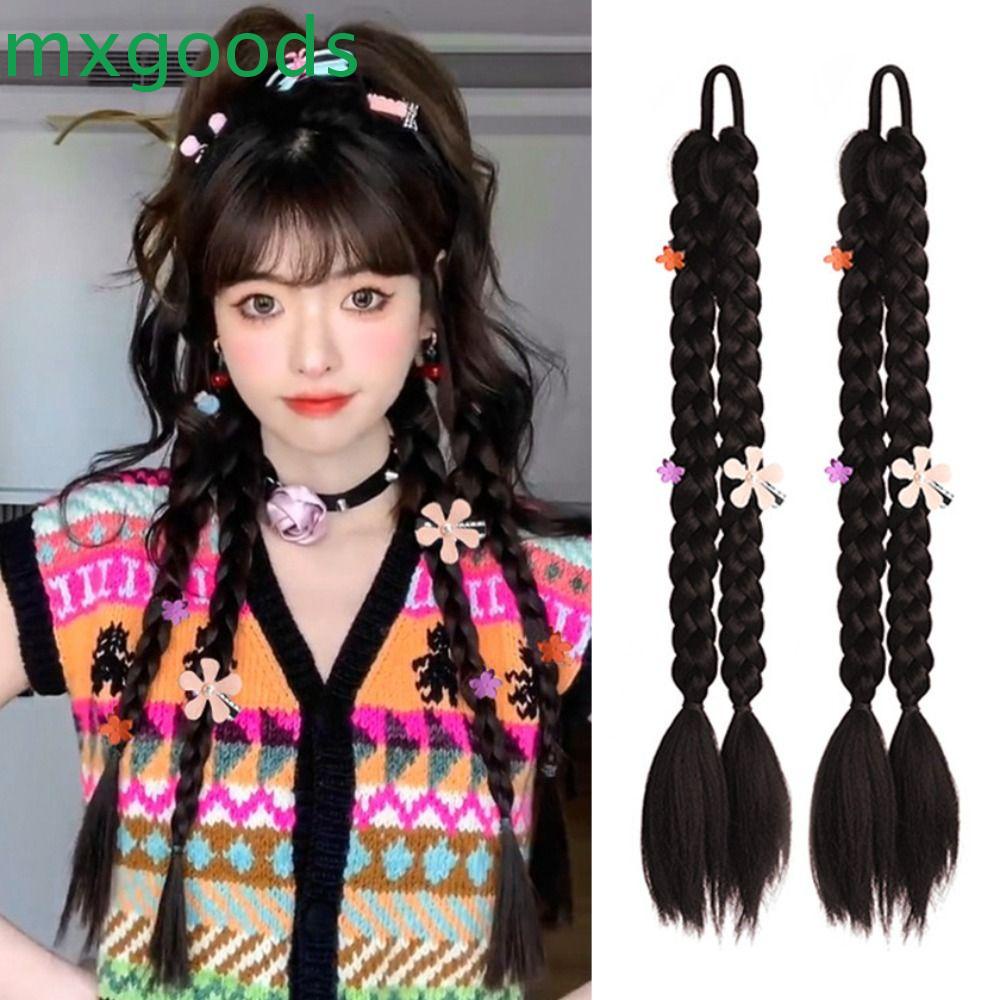 Tóc Giả Kiểu Thắt Bím Bằng Cao Su Đàn Hồi Tự Nhiên Thời Trang Cho Nữ MXGOODS