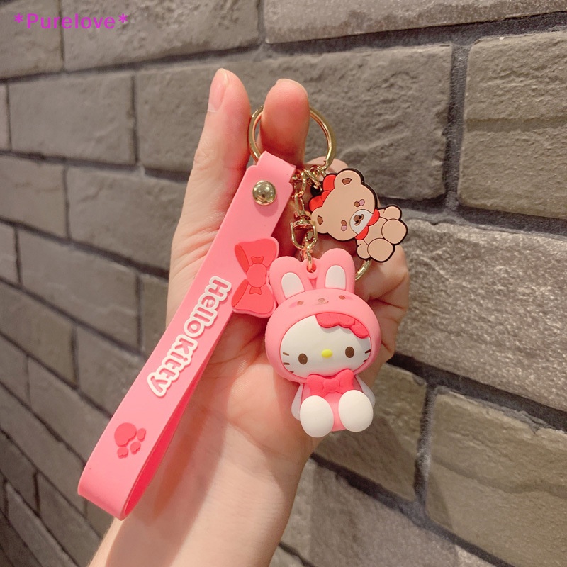 Móc Chìa Khóa Hình Búp Bê Sanrio Hello Kitty Kuromi Bằng PVC Dễ Thương Mới