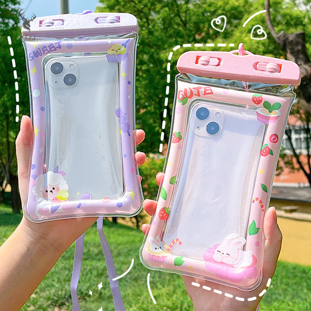 Túi Khí Nổi Đựng Điện Thoại Bơm Hơi Thiết Kế Dễ Thương Dùng Khi Đi Bơi