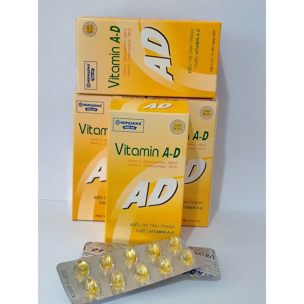 VITAMIN A - D HD Hộp 50 viên cho đôi mắt sáng, xương chắc khỏe.