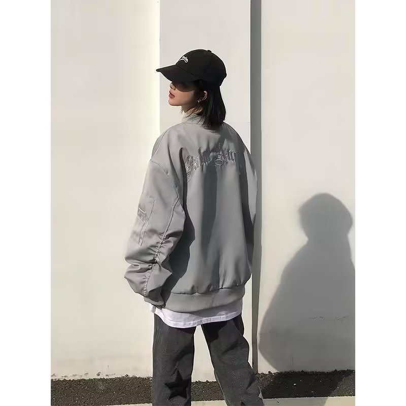 Áo Khoác Bóng Chày Dáng Rộng Thêu Chữ Phong Cách Retro Mỹ Cá Tính Cho Nam Nữ