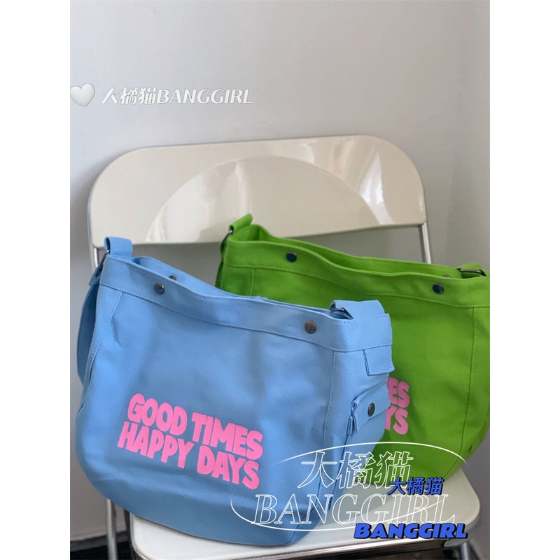 Túi Đeo Vai Canvas Họa Tiết Mèo Cam Lớn Ngọt Ngào Phong Cách Niche Preppy Phong Cách Preppy Cho Nữ Haobing boutiqu