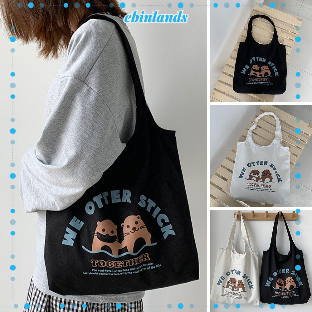 Túi Canvas Đeo Vai Họa Tiết Hoạt Hình Phong Cách Châu Âu