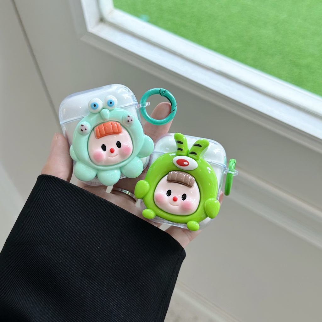 Vỏ Bảo Vệ Hộp Sạc Tai nghe không dây AirPods 1 2 gen3 pro2 2022 Bằng tpu Mềm Trong Suốt Họa Tiết Hoạt Hình 3D Sáng Tạo