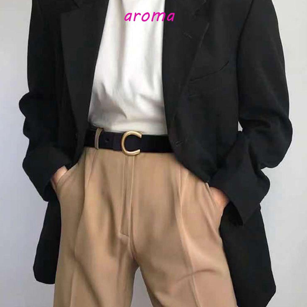 Thắt Lưng Da PU Màu Trơn Khóa Chữ C Dễ Phối Đồ Thời Trang Cho Nữ